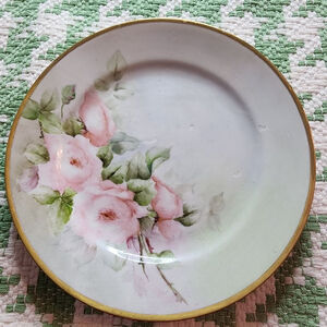 Antique Noritake Nippon "Goldena" 9" Plate - Hand-Painted Pink Roses - Morimura
